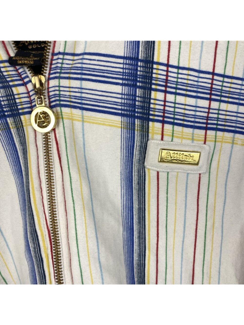 Attitude Gold Striped Cuffed Jacket Size Large Y2K - Picture 2 of 4